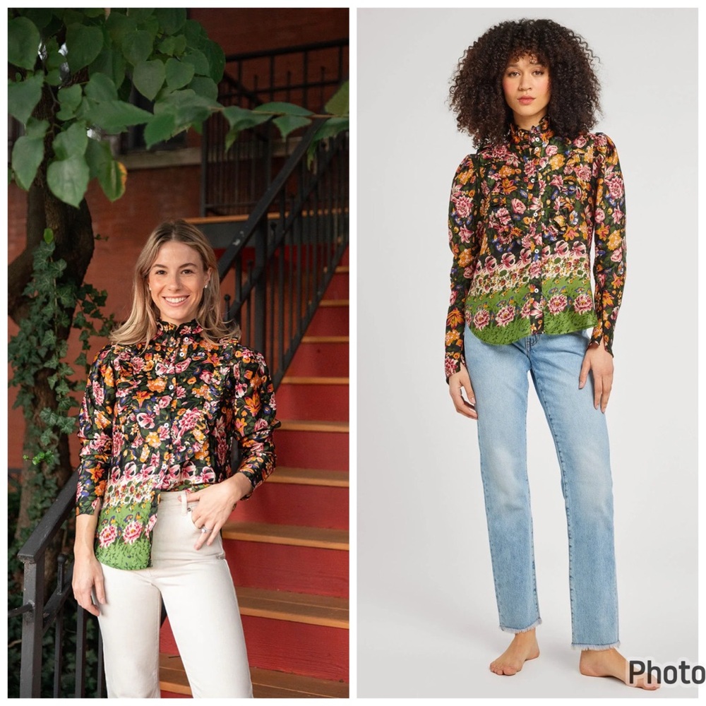 Mille Secret Garden Jolie‎ Top Floral Bloom Small Button Down